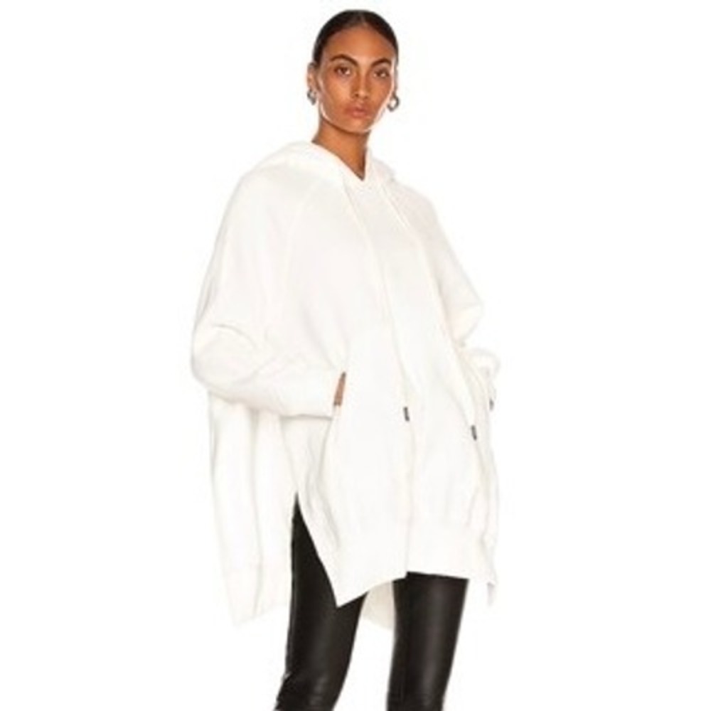 R13 White Oversized Cape hoodie Raglan Fleece XS/S NWOT $595 grunge minimalist